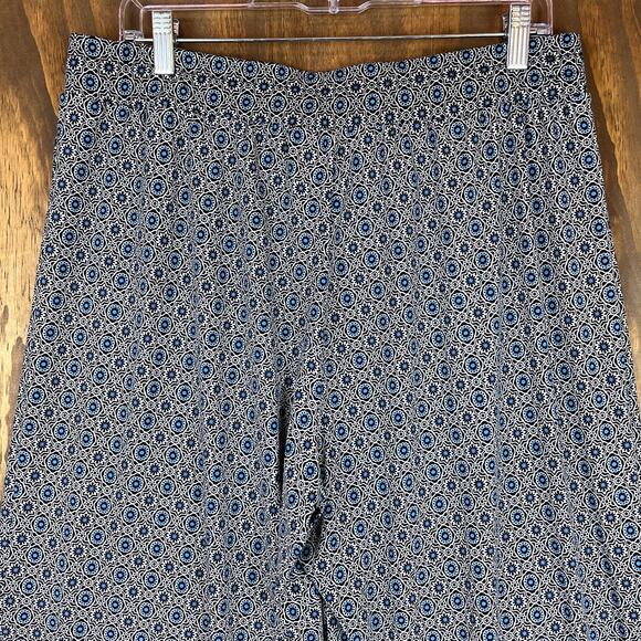 Christopher & Banks Womens Pants Blue Geometric Wide Leg Boho Harem Stretch L - Picture 11 of 12